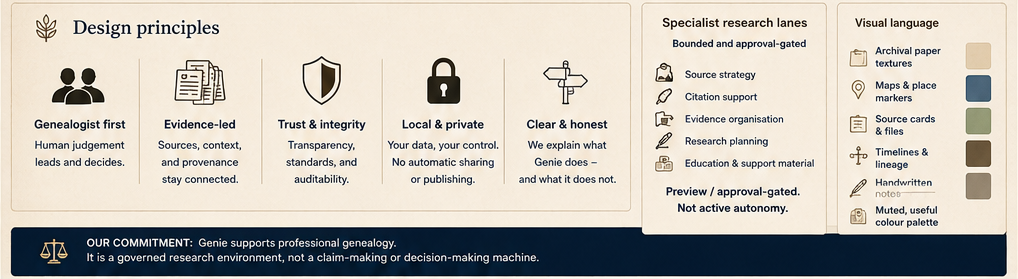 Design principles, specialist research lanes, and public commitment.